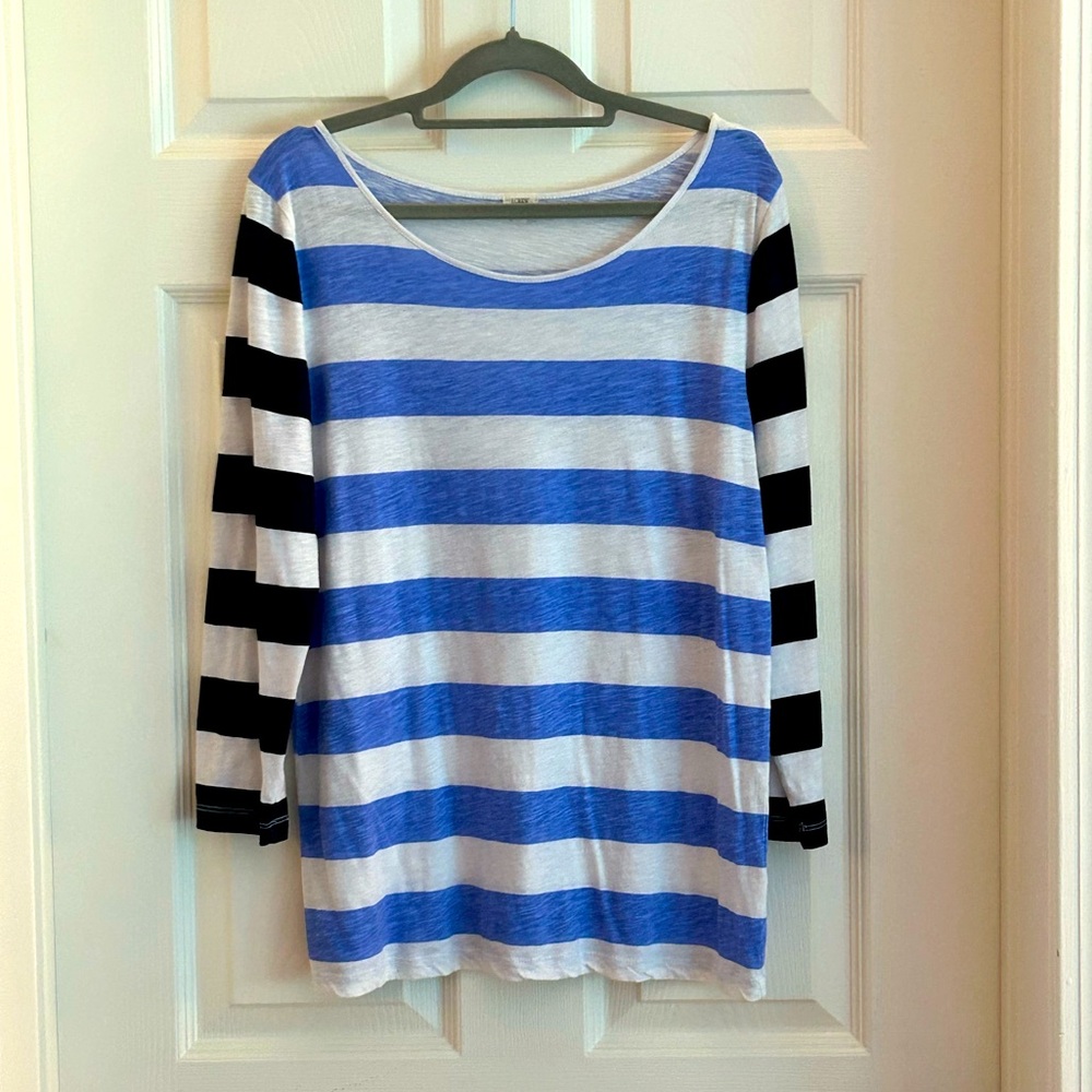 J.Crew blue/white striped top-M